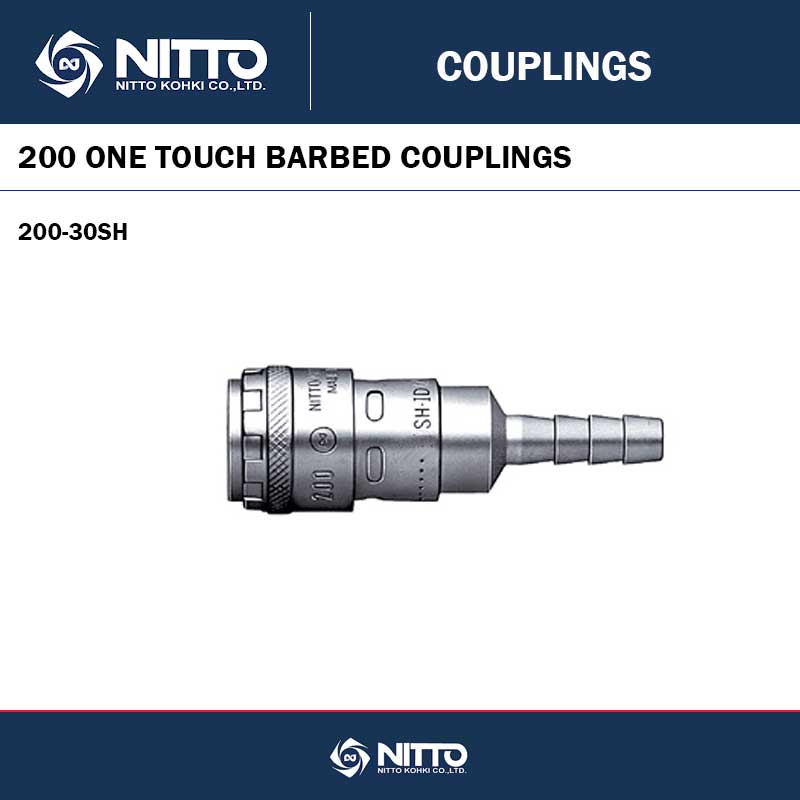 3/8 NITTO 200 ONE TOUCH BARBED COUPLING