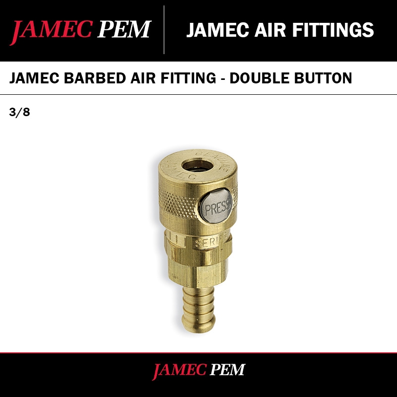 3/8 INCH JAMEC BARBED AIR FITTING - DOUBLE BUTTON