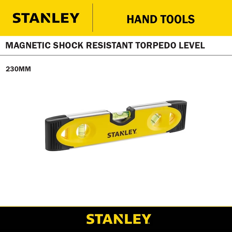 STANLEY 9 IN. MAGNETIC SHOCK RESISTANT TORPEDO LEVEL 230MM