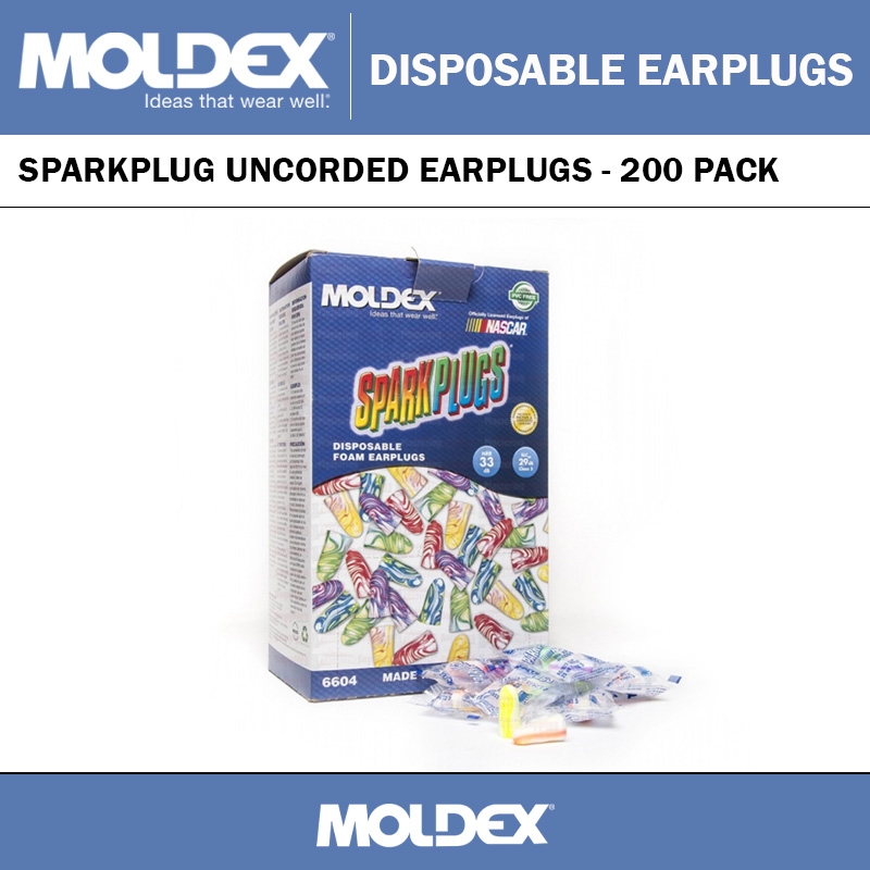 MOLDEX SPARKPLUG 6604 UNCORDED EARPLUGS - 200 PACK