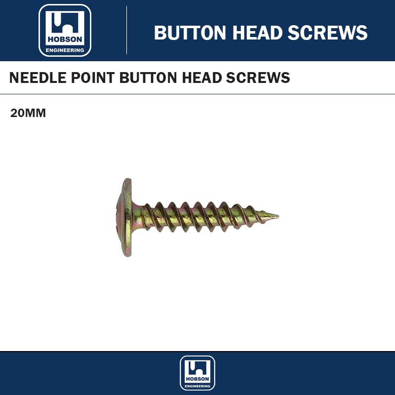 8-15 X 20MM ZINC YELLOW BUTTON HEAD NEEDLE POINT SCREWS