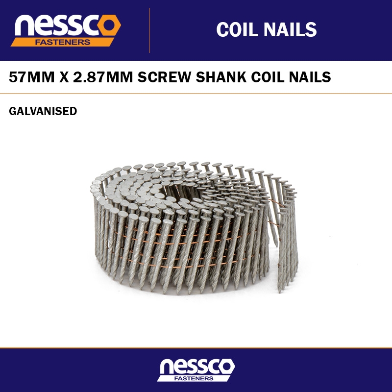 57MM X 2.87MM GALVANISED SCREW SHANK COIL NAILS