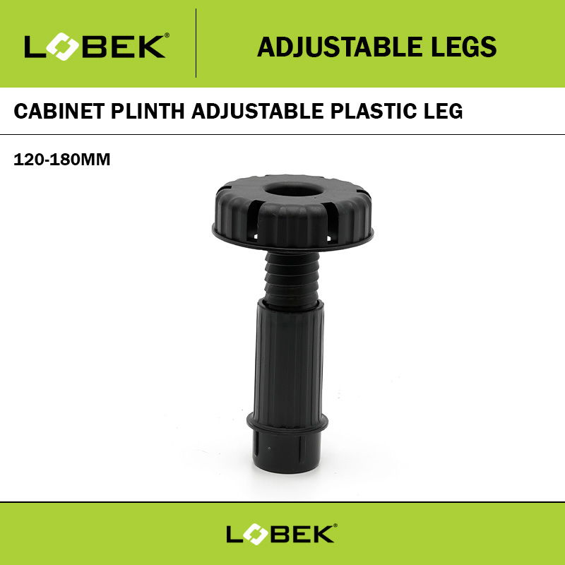 120MM-180MM LOBEK ADJUSTABLE CABINET PLASTIC LEG - BLACK