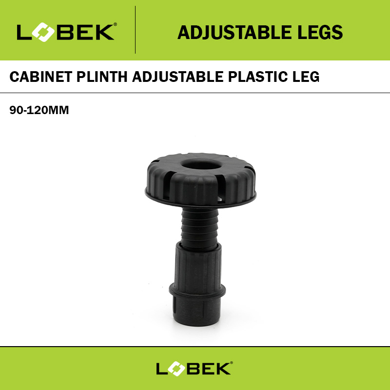 90-120MM LOBEK ADJUSTABLE CABINET PLASTIC LEG - BLACK