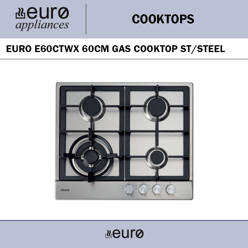 EURO E60CTWX 60CM GAS COOKTOP ST/STEEL