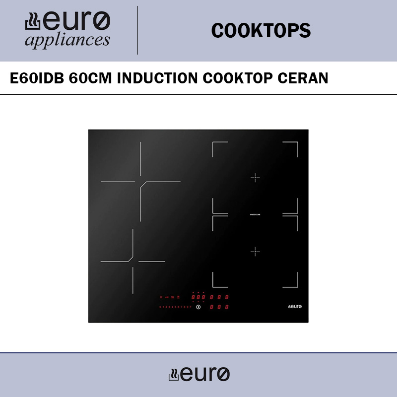 EURO E60IDB 60CM INDUCTION COOKTOP CERAN BLACK GLASS