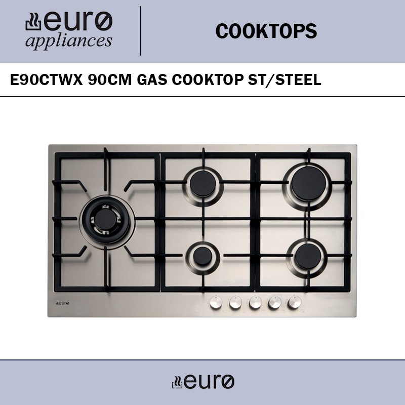 EURO E90CTWX 90CM GAS COOKTOP ST/STEEL