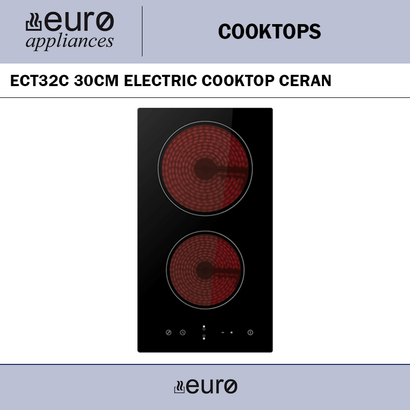 EURO ECT32C 30CM ELECTRIC COOKTOP CERAN BLACK GLASS