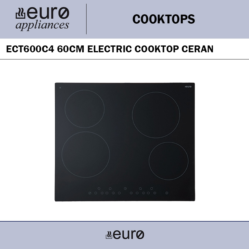 EURO ECT600C4 60CM ELECTRIC COOKTOP CERAN BLACK GLASS