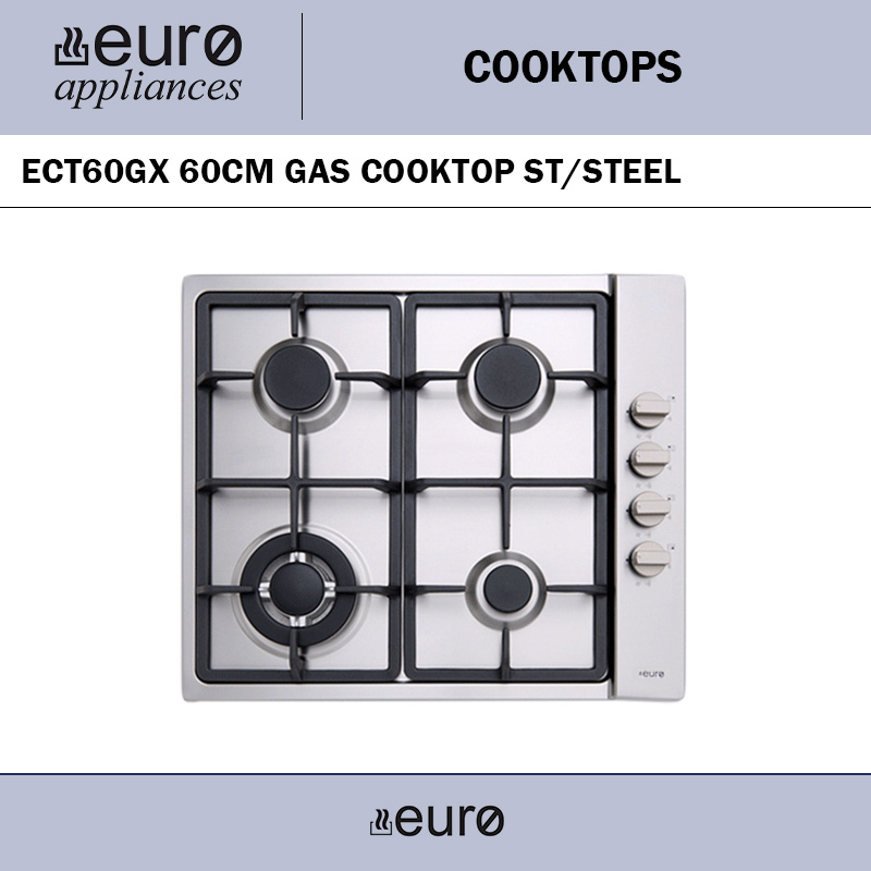 EURO ECT60GX 60CM GAS COOKTOP ST/STEEL