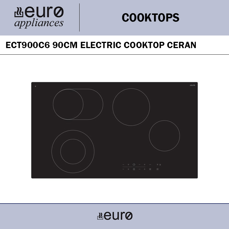 EURO ECT900C6 90CM ELECTRIC COOKTOP CERAN BLACK GLASS