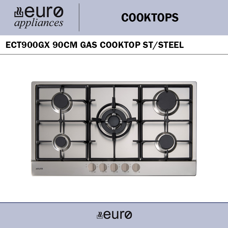 EURO ECT900GX 90CM GAS COOKTOP ST/STEEL