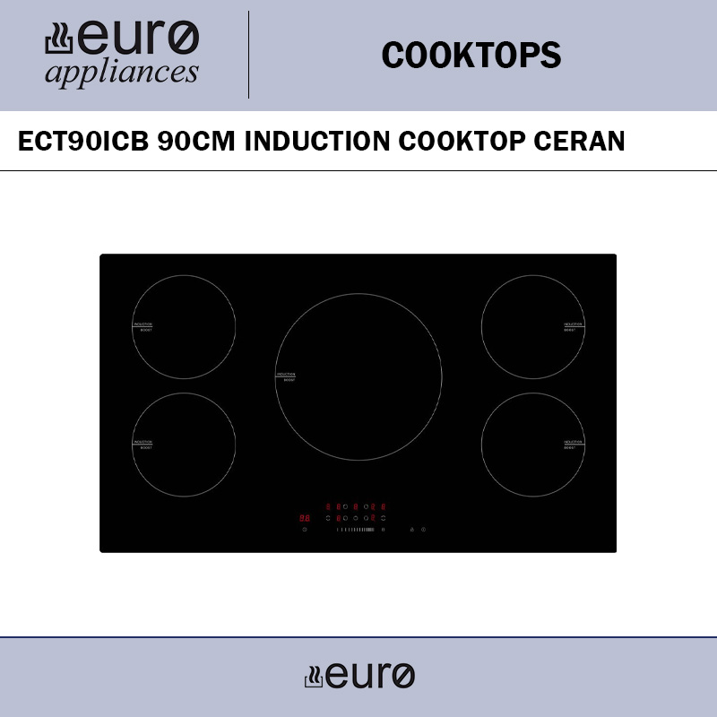 EURO ECT90ICB 90CM INDUCTION COOKTOP CERAN BLACK GLASS