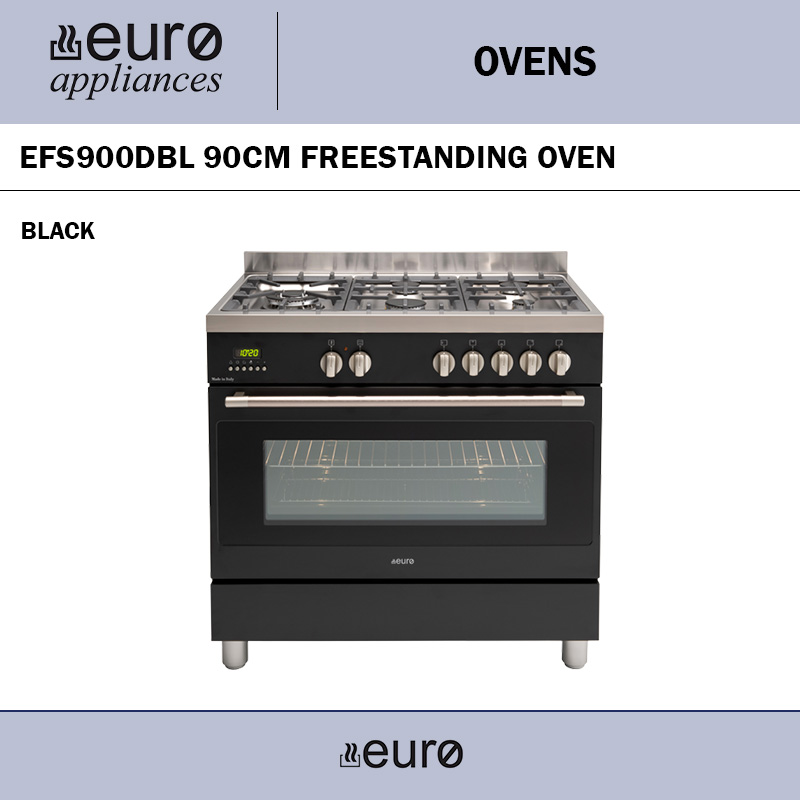 EURO EFS900DBL 90CM FREESTANDING OVEN BLACK