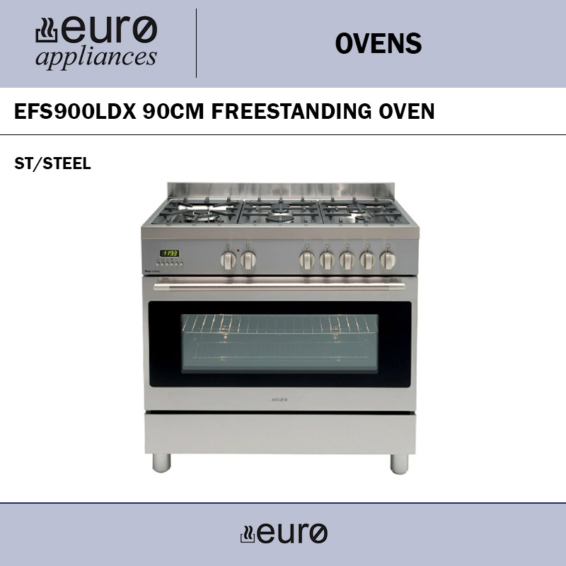 EURO EFS900LDX 90CM FREESTANDING OVEN ST/STEEL