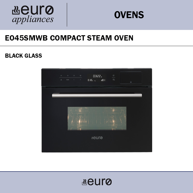 EURO EO45SMWB COMPACT STEAM OVEN BLACK GLASS