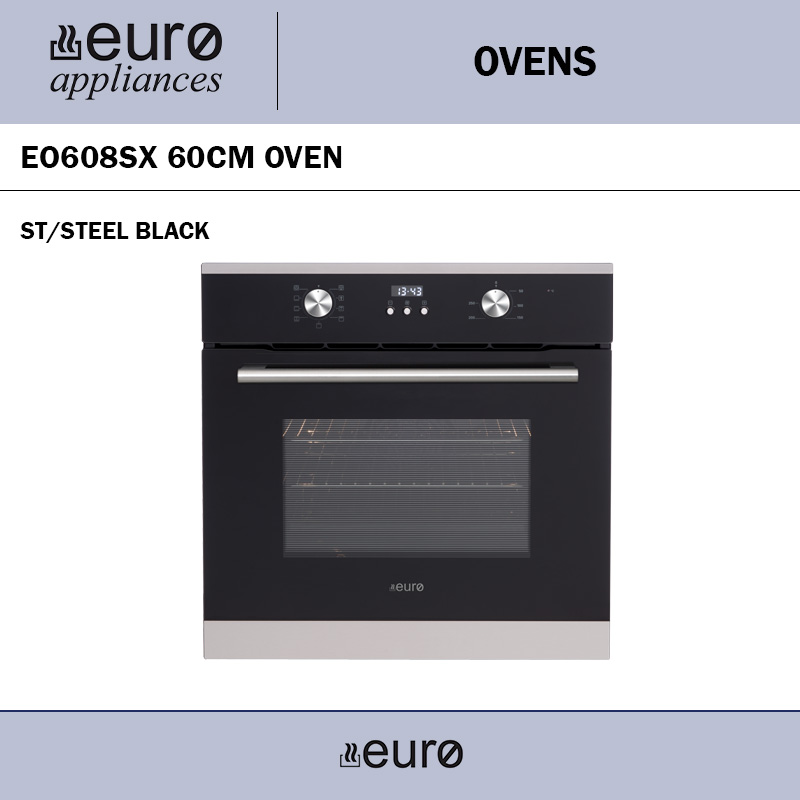 EURO EO608SX 60CM OVEN ST/STEEL BLACK