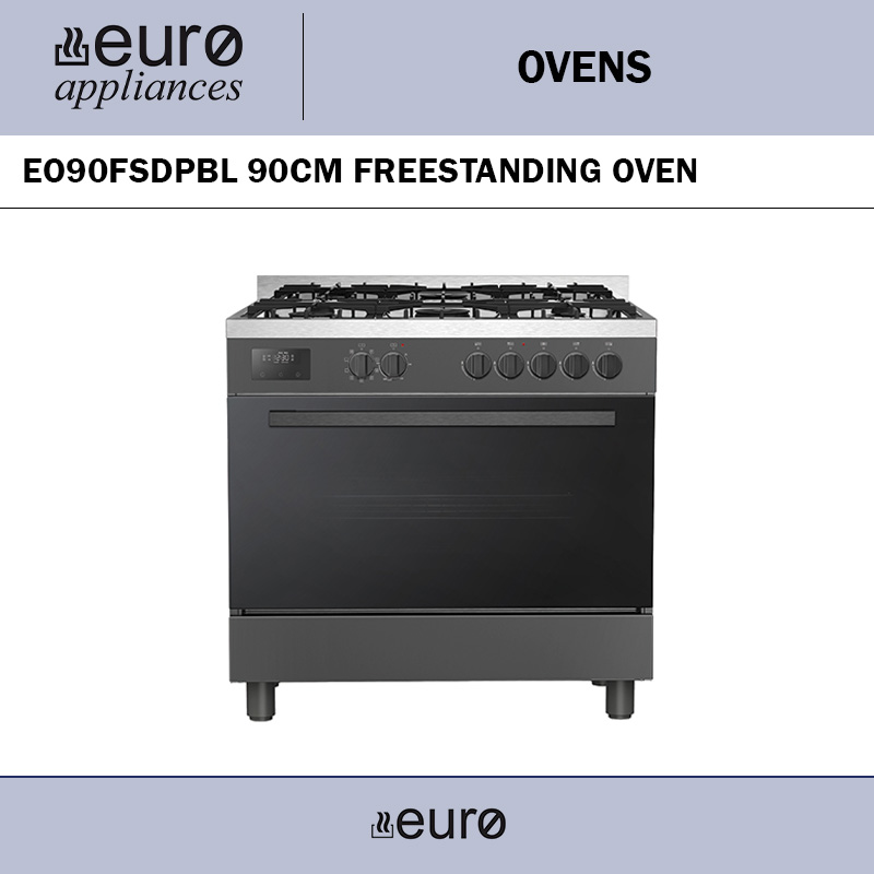 EURO EO90FSDPBL 90CM GAS/ELEC FREESTANDING OVEN