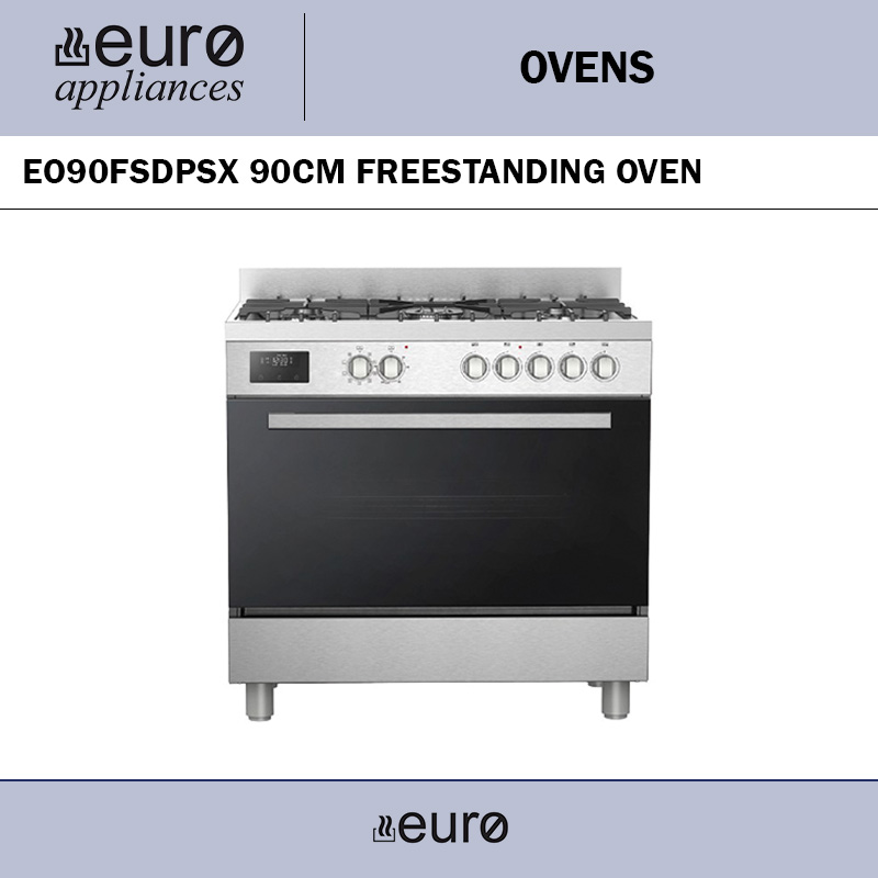 EURO EO90FSDPSX 90CM GAS/ELEC FREESTANDING OVEN