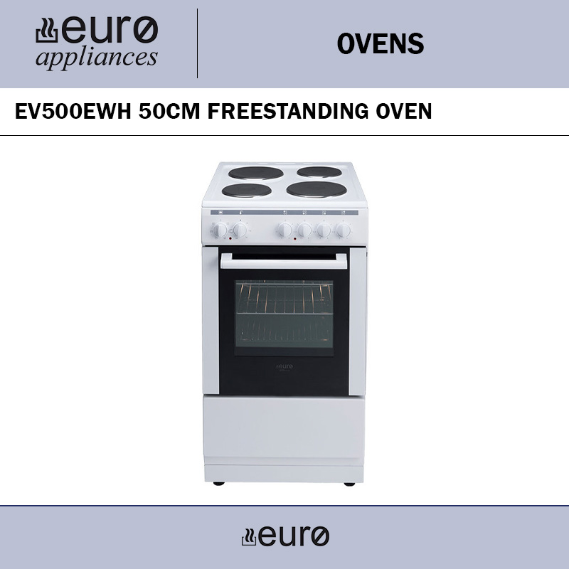 EURO EV500EWH 50CM FREESTANDING OVEN WHITE