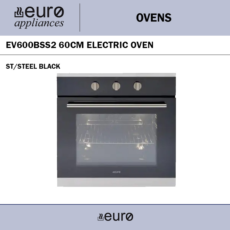 EURO EV600BSS2 60CM ELECTRIC OVEN ST/STEEL BLACK
