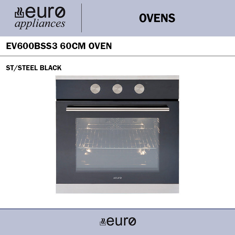 EURO EV600BSS3 60CM OVEN ST/STEEL BLACK