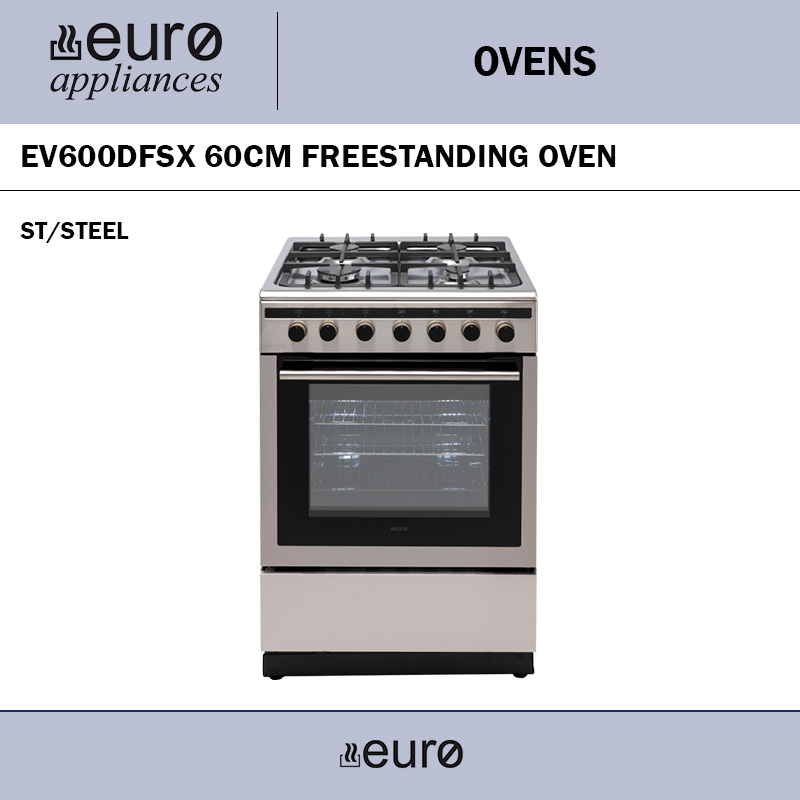 EURO EV600DFSX 60CM FREESTANDING OVEN ST/STEEL