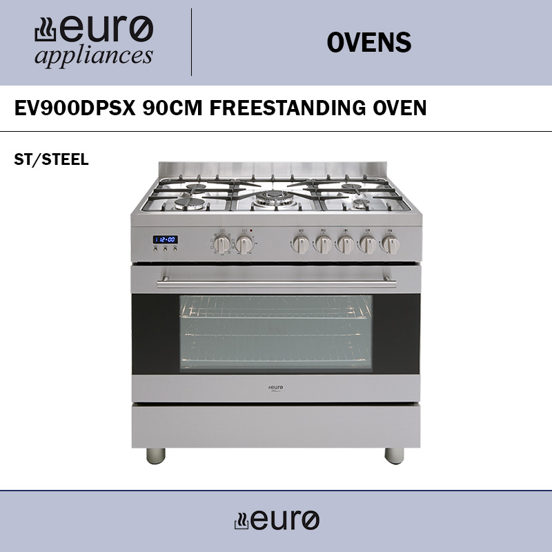 EURO EV900DPSX 90CM FREESTANDING OVEN ST/STEEL