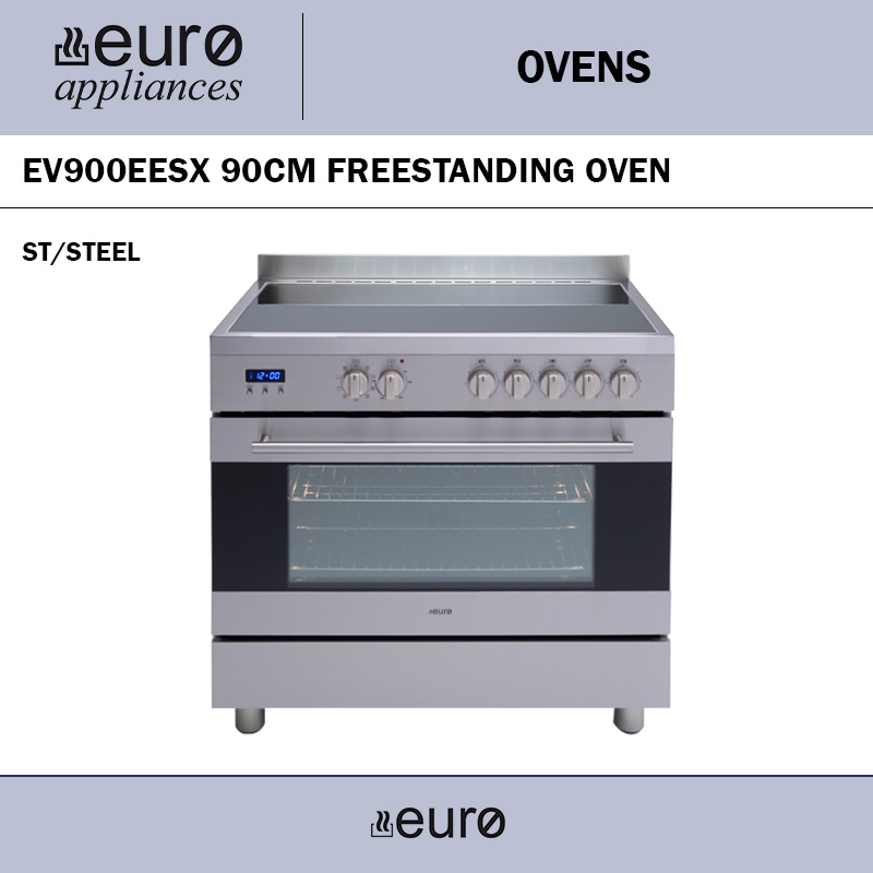EURO EV900EESX 90CM FREESTANDING OVEN ST/STEEL