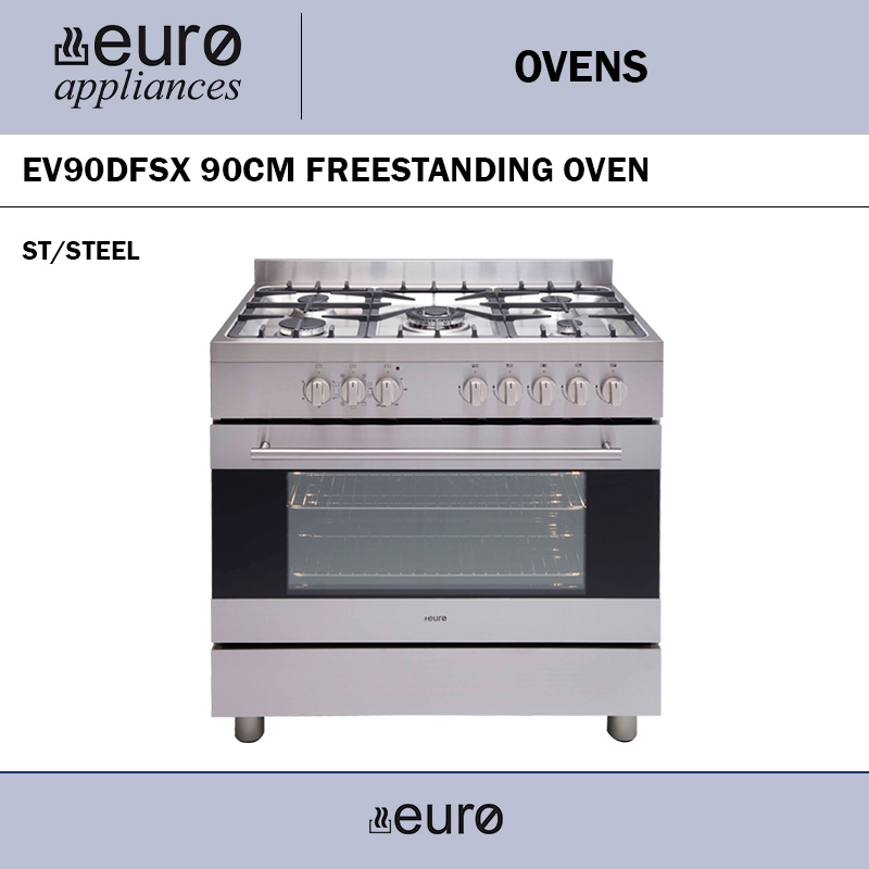 EURO EV90DFSX 90CM FREESTANDING OVEN ST/STEEL