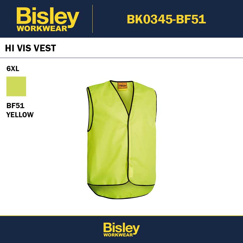 BISLEY BK0345 HI VIS VEST YELLOW - 6XL