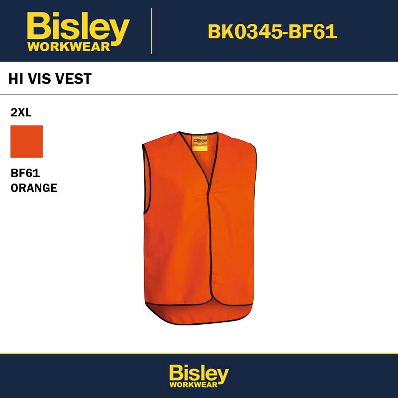 BISLEY BK0345 HI VIS VEST ORANGE - 2XL