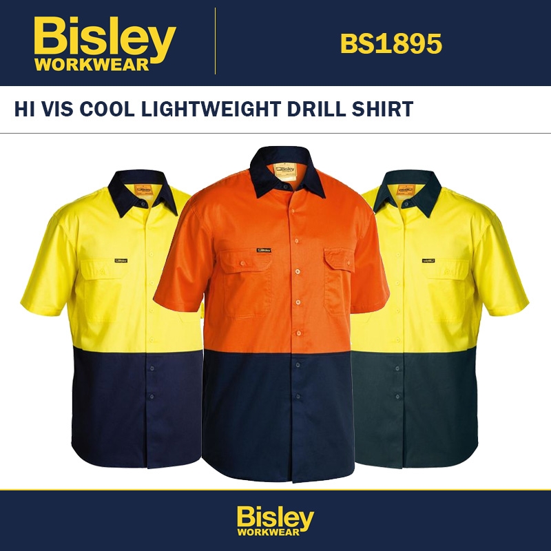 BISLEY BS1895 HI VIS COOL LIGHTWEIGHT DRILL SHIRT