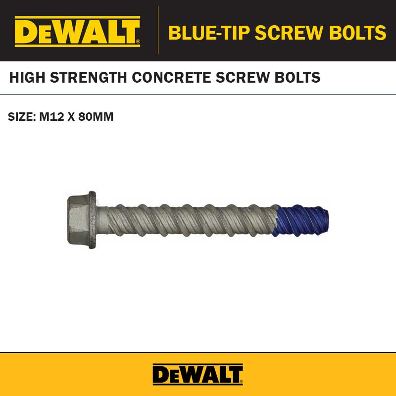 DEWALT 12 X 80MM BLUE-TIP SCREW-BOLT GAL HEX HEAD