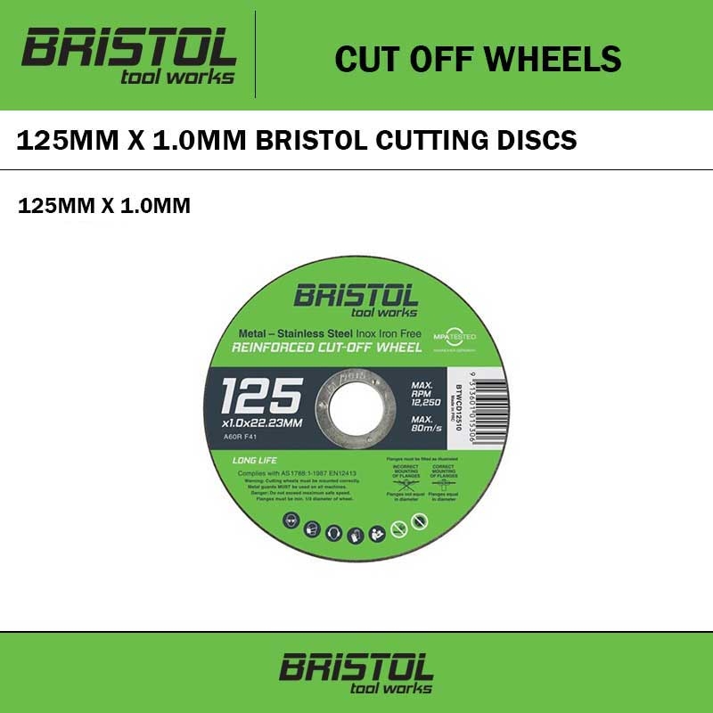 BRISTOL 125MM X 1.0MM CUTTING DISCS