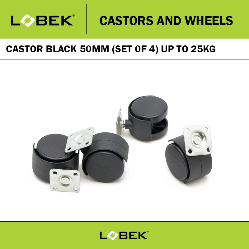 CASTOR BLACK 50MM (SET 0F 4) UP TO 25KG