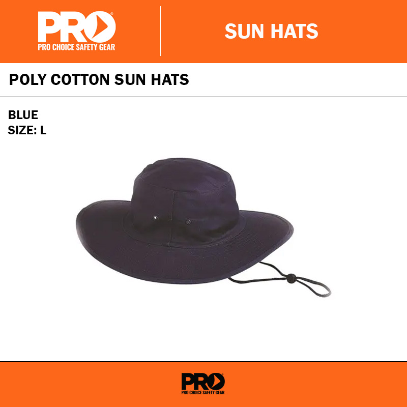 POLY COTTON SUN HAT - BLUE - LARGE