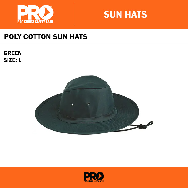 POLY COTTON SUN HAT - GREEN - LARGE