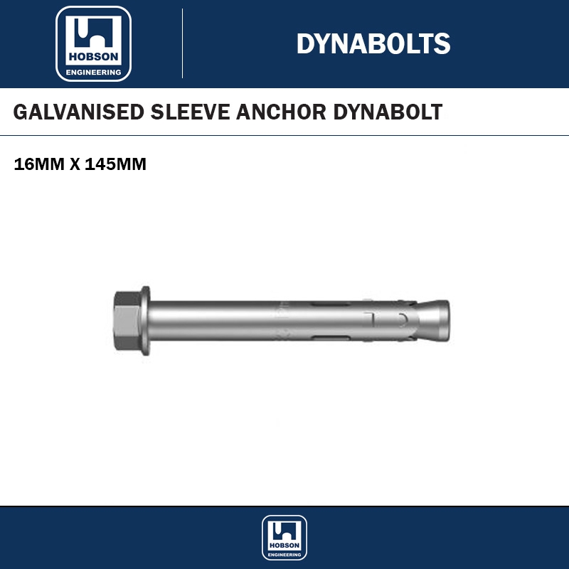 16MM X 145MM GALVANISED SLEEVE ANCHOR DYNABOLT - 10 PACK