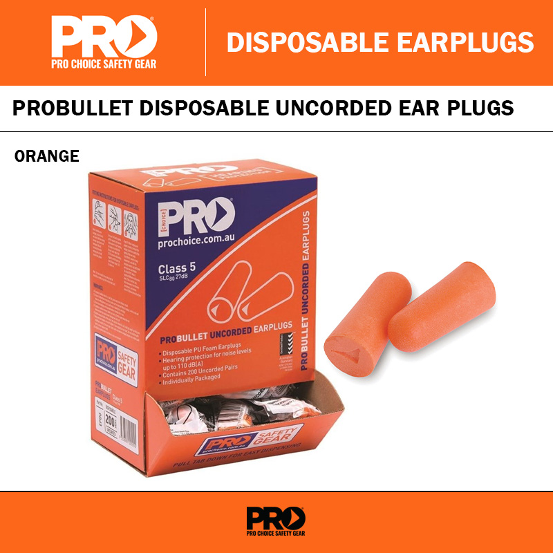 PROBULLET DISPOSABLE UNCORDED EAR PLUGS - ORANGE