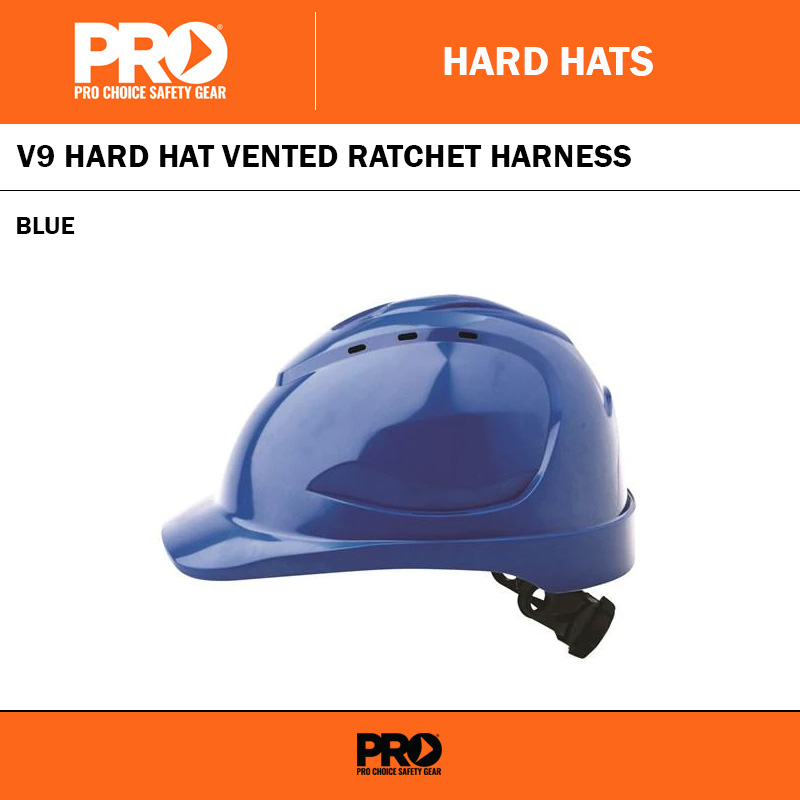 V9 HARD HAT VENTED RATCHET HARNESS - BLUE