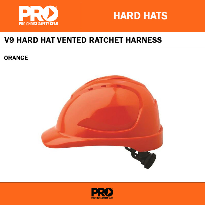V9 HARD HAT VENTED RATCHET HARNESS - ORANGE