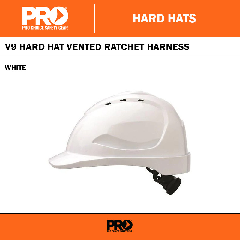 V9 HARD HAT VENTED RATCHET HARNESS - WHITE