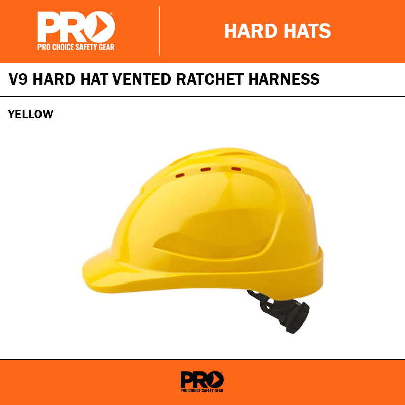 V9 HARD HAT VENTED RATCHET HARNESS - YELLOW