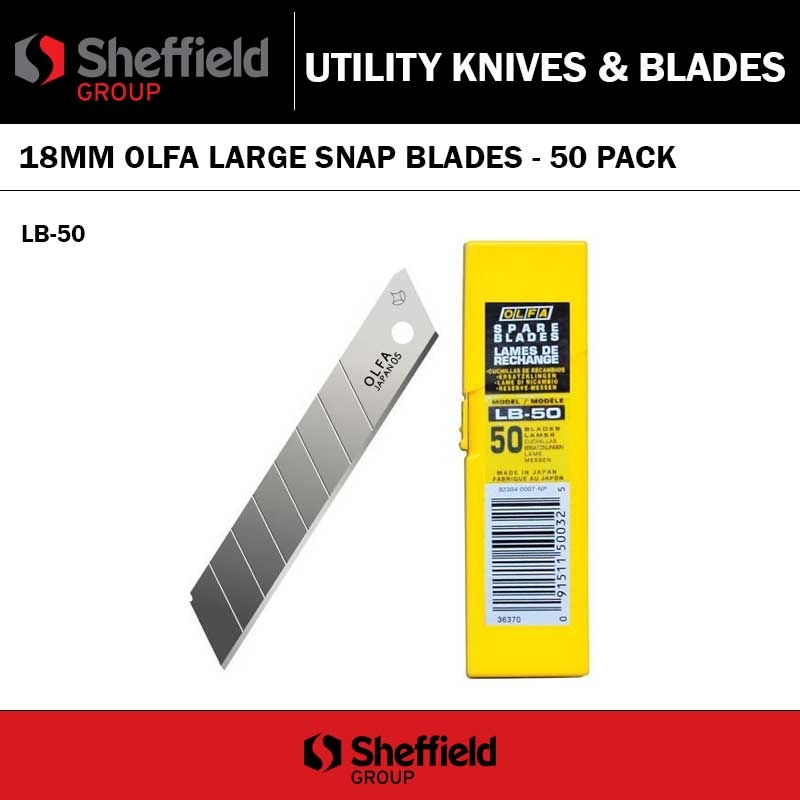 18MM OLFA LARGE SNAP BLADES - 50 PACK