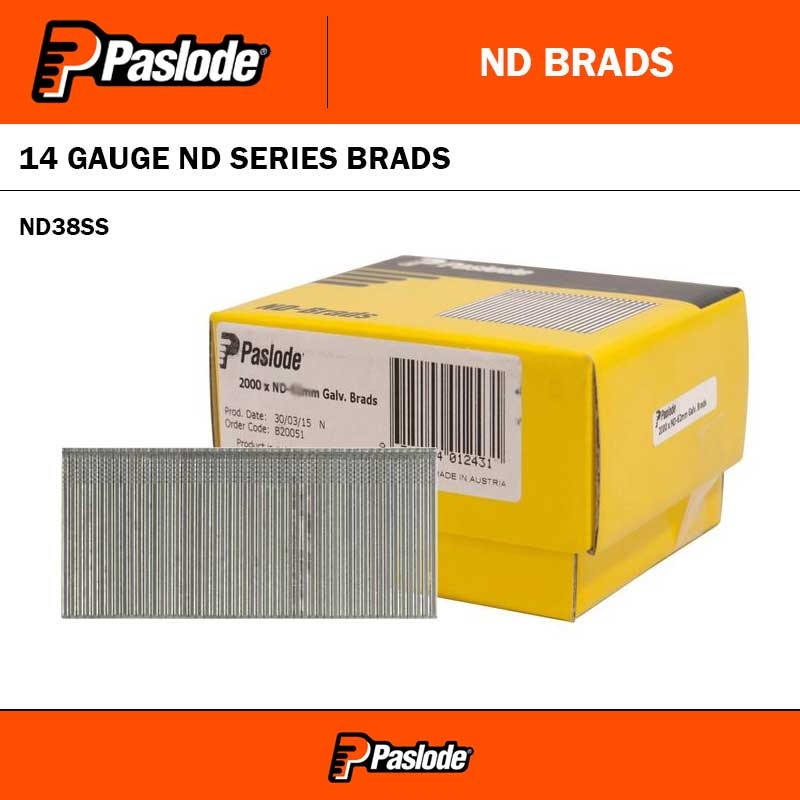 14G X 38MM ND SERIES BRADS STAINLESS STEEL - 2000 PACK