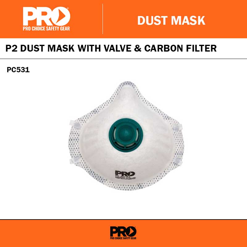 PROCHOICE PC531 P2 DUST MASKS WITH VALVE AND CARBON FILTER