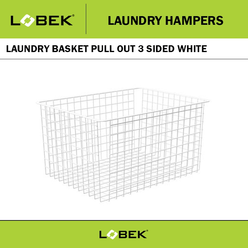 LAUNDRY BASKET PULL OUT 3 SIDED WHITE