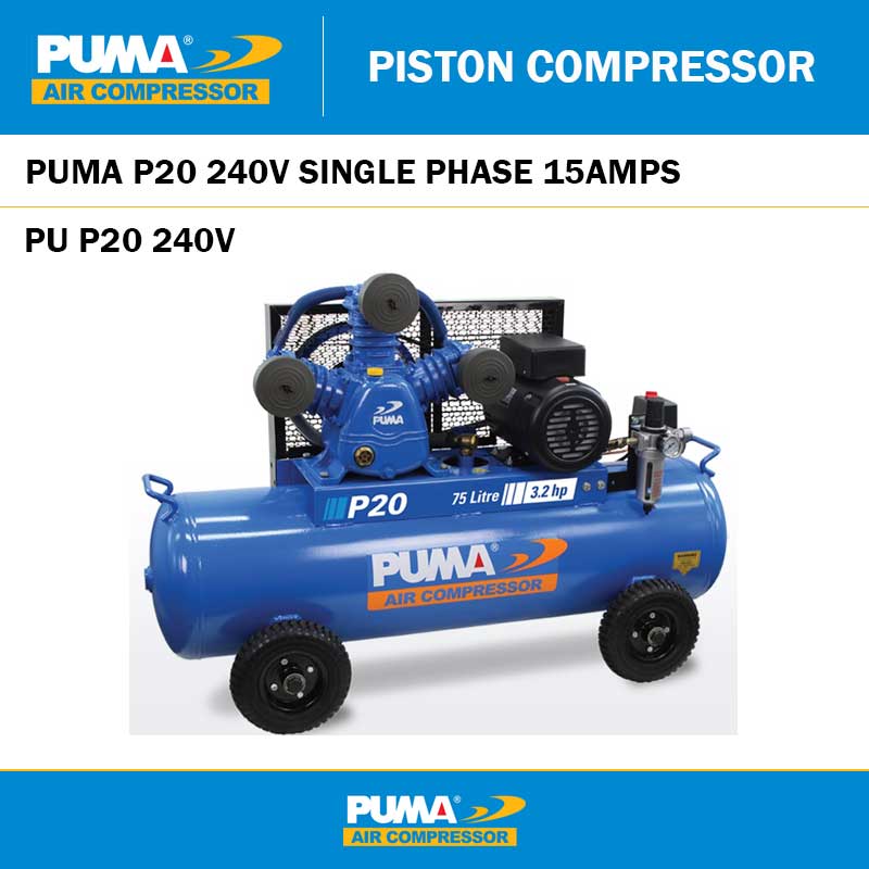 PUMA P20 - 240V 3.2HP COMPRESSOR 15AMP - 75L TANK