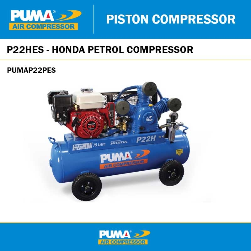 PUMA P22HES - HONDA PETROL 6.5HP COMPRESSOR ELECTRIC START - 75L TANK